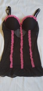Hustler Lingerie sheer black with pink lace slip dress